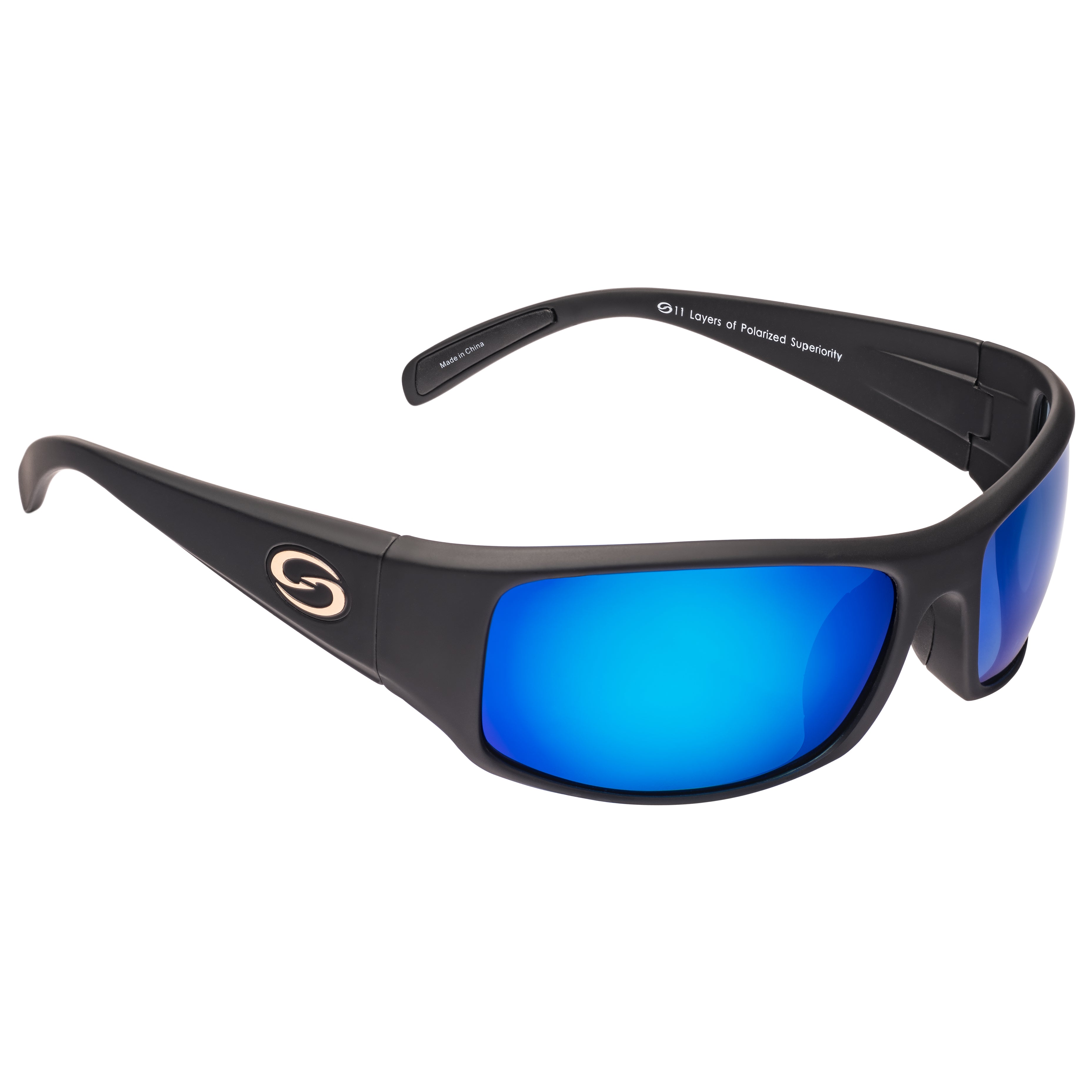 Strike King S11 Okeechobee Sunglasses Black/Blue Mirror