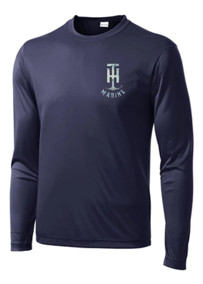 T-H Marine Bass Logo Navy Performance T-Shirt - Direct Fishing Sales