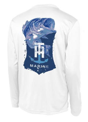 T-H Marine Blue Bass Logo White Performance T-Shirt - Direct Fishing Sales